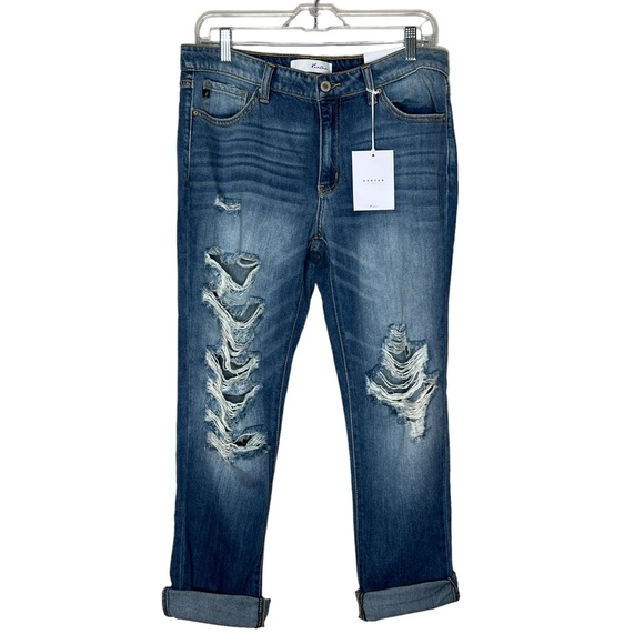 KanCan Distressed Medium Wash Boyfriend Relaxed Fit Denim Jeans Size 9/28 - Picture 12 of 16